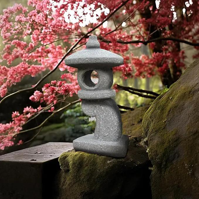 14’’ High Asian Solar-Powered Zen Pagoda Garden Statue LED Light Solar Lamp for Outdoor Japanese Decoration Aesthetic Garden Figurines by GreenHaven Gardens