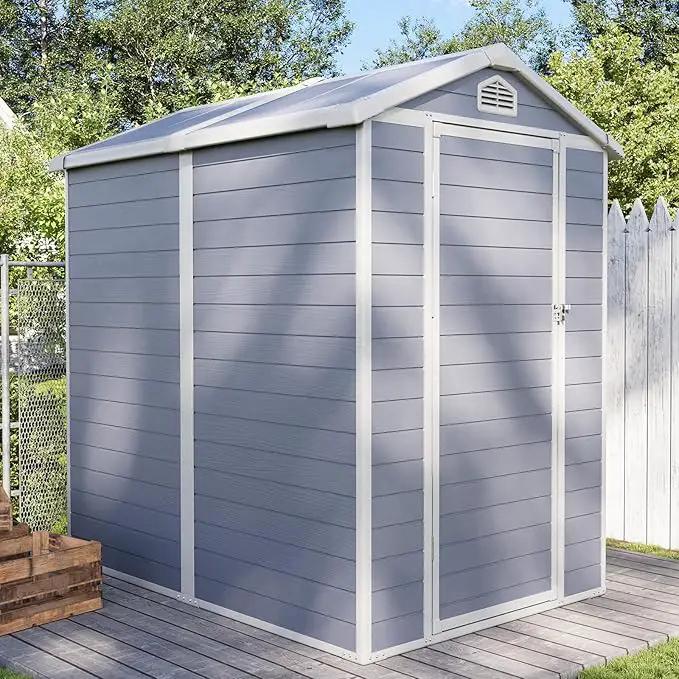 Aoxun 6.3 X 4.2 FT Resin Storage Shed Outdoor Plastic Large Garden Shed with Lockable Door, Floor for Backyard, Garden, Patio, Lawn, Grey (Grey, 6.3 x 4.4) by GreenHaven Gardens