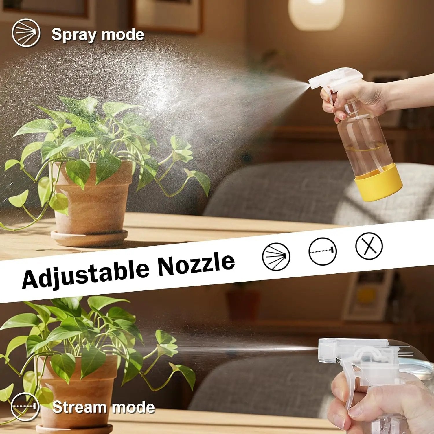 Glass Spray Bottles with Silicone Sleeve 16.9oz 2 Pack Empty Spray Bottle for Hair Mist/Stream Spraying for Cleaning Solutions, Plants, Essential Oils (clear-white&yellow) by GreenHaven Gardens