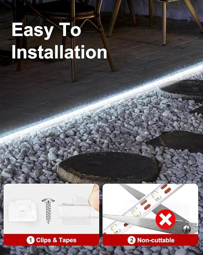 LUHLEE Solar LED Strip Lights, Upgrade Outdoor Rope Lights 8 Lighting Modes,IP65 Waterproof String Lights for Patio Yard Deck Porch Balcony Garden (White, 16.4 ft) by GreenHaven Gardens