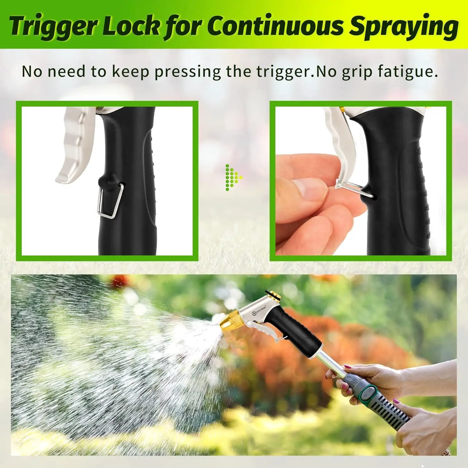 AUTOMAN Metal Hose Nozzle, High Pressure Garden Hose Sprayer, 100% Metal Water Hose Nozzle, Adjustable Watering Nozzle, Heavy Duty Garden Nozzle for Watering Plants & Lawns, Washing Cars & Pets by GreenHaven Gardens