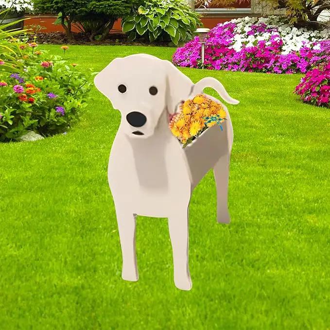 White Labrador Dog Planter Plant Pots,Cute Garden Dog Flower Planter,Large Dog Planters Birthday Gifts for Women,Office,Indoor/Outdoor Decor(9.84 * 7.87 * 17in) by GreenHaven Gardens