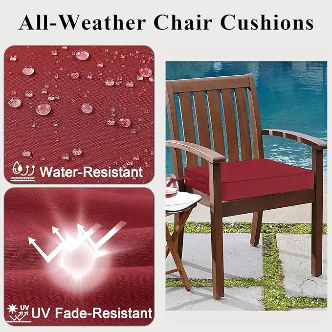 Outdoor Chair Cushions Set of 2 for Patio Furniture 22x22x4 Inch Waterproof Patio Chair Cushion 3 Year Color Fastness Square Elastic Foam Garden Couch Pads with Ties and Handle,Red by GreenHaven Gardens