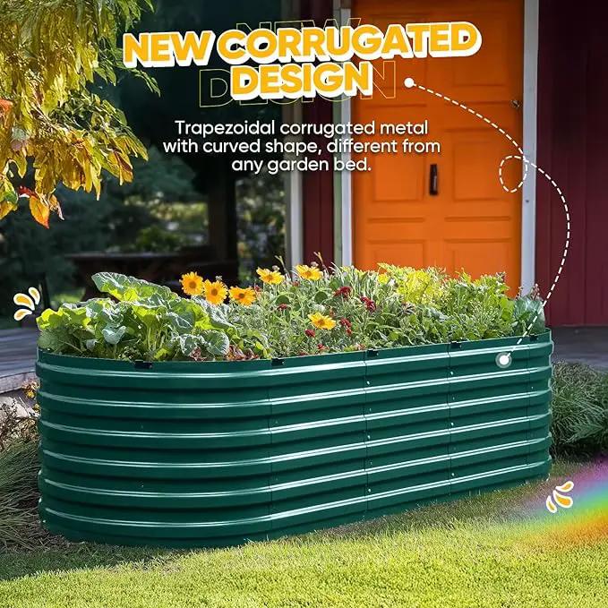 KING BIRD Raised Garden Bed Kit 2025 Upgraded Quick-Setup Galvanized Planter Garden Box Outdoor for Gardening, Vegetables, Flowers, 94x36x23 in, Green by GreenHaven Gardens