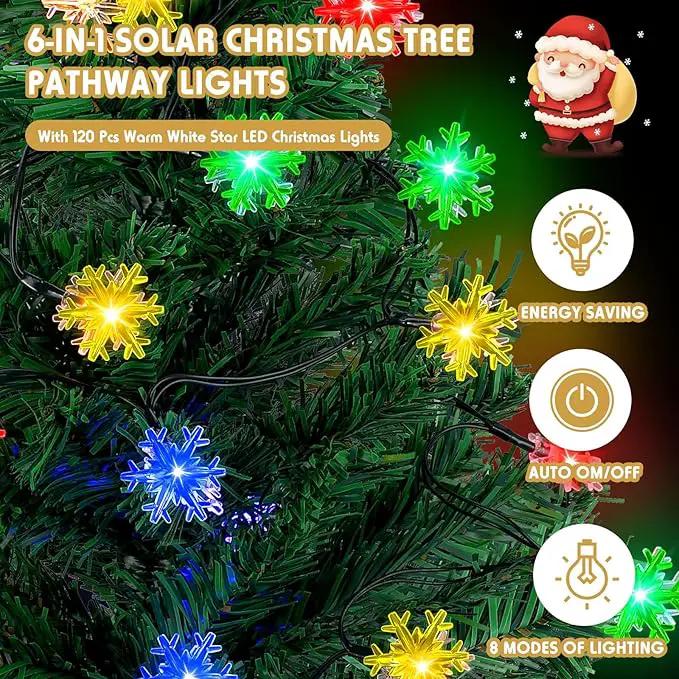 Retisee 6 Pack Solar Christmas Tree Pathway Lights Decorations Outdoor LED Snowflake Lights 8 Modes Prelit Small Christmas Tree Waterproof Solar Stake Lights for Garden, Yard, Lawn, Cemetery by GreenHaven Gardens