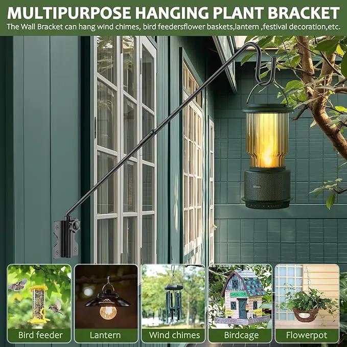 Wall Mount Heavy Duty Deck Hook-28 Inch Extended Reach Plant Hangers Outdoor -Bird Feeder Hanger for Deck Railing-Fence Plant Bracket Hooks for Hanging Hummingbird Feeders,Lanterns, More by GreenHaven Gardens