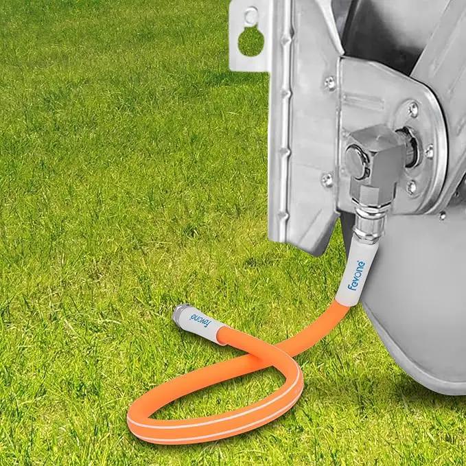 Fevone 50 ft Garden Hose, Heavy Duty Water Hose, Hybrid Polymer, Kink Resistance, Flexible, Durable, Leak Free, Aluminum Fittings, 3/4" GHT, 5/8" ID, 600 Psi, Drinking Water Safe by GreenHaven Gardens