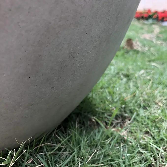 Kante 18 Inch Dia Round Concrete Planter, Indoor Outdoor Large Plant Pot with Drainage Hole and Rubber Plug for Home Patio Garden, Weathered Concrete by GreenHaven Gardens