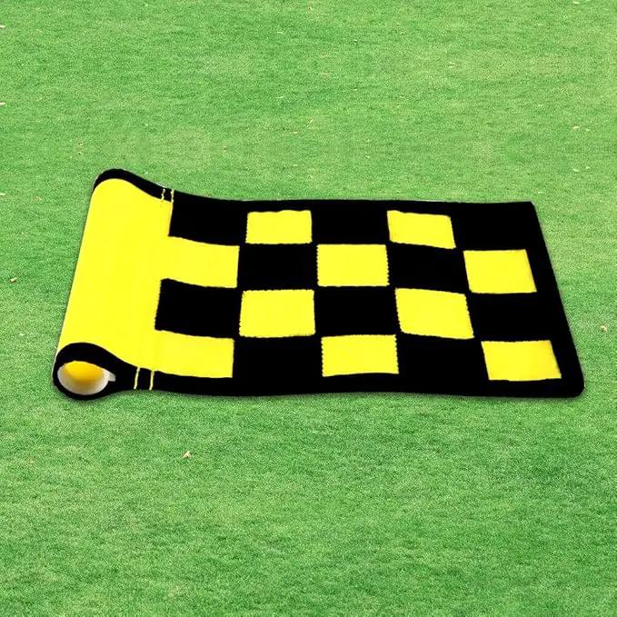 Golf Flag, Solid Nylon and Checkered Training Putting Green Flags, Indoor Outdoor Backyard Garden Portable Target Flags, 8.7inch*6inch (Yellow-Black) by GreenHaven Gardens
