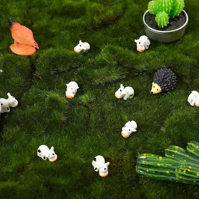 Fuyamp 100 Pcs Mini Resin Cow Figurines Cute Miniature Figurines Fairy Outdoor Moss Ornaments Landscape Figurines Garden DIY Ornament Accessories for Indoor Outdoor by GreenHaven Gardens