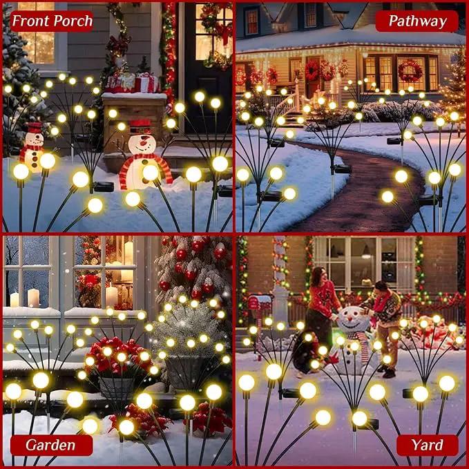 Solar Firefly Lights 16 LED Swaying Outdoor Waterproof Decorative Lights for Yard Patio Pathway Lawn Decorations (2 Pack, 8 Heads) by GreenHaven Gardens