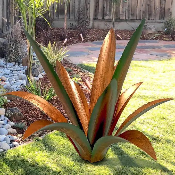 DIY Metal Agave Plant Art Yard Tequila Art Sculpture, Tequila Rustic Garden Sculpture Statue Outdoor Decor,Agave Metal Plants for Yard, Garden Lawn Ornaments (12 Leaves -Green) by GreenHaven Gardens