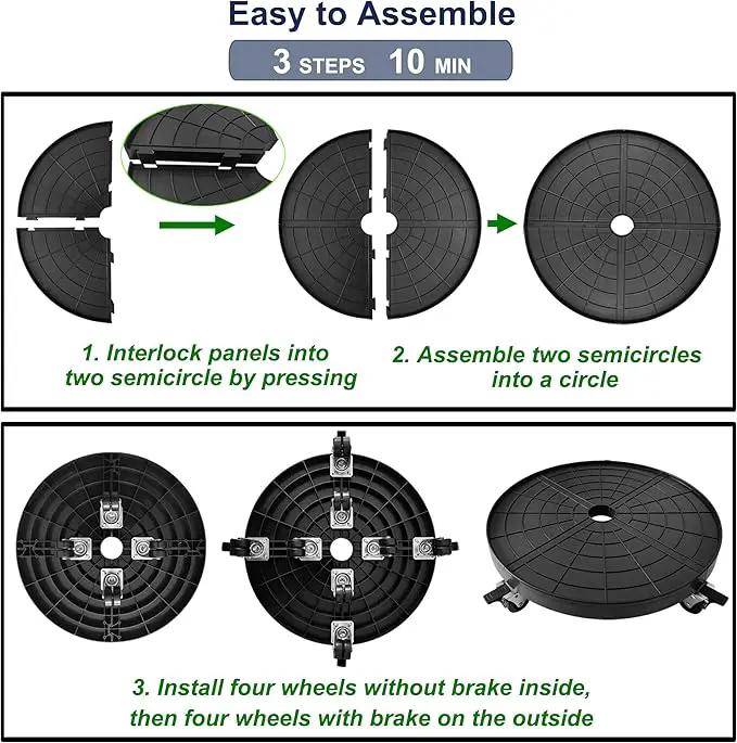 20 Inch Plant Caddy with Wheels Outdoor Indoor, Extra Large Rolling Plant Stand for 600lb Heavy Duty Flower Pots, Round Plant Rollers Lockable Potted Planter Dolly, Black by GreenHaven Gardens
