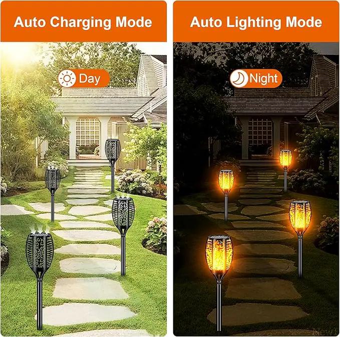 Solar Lights Outdoor Waterproof 96 LED, Upgraded 43" Outdoor Lights, Solar Torch Light with Flickering Flame, Led Lights for Garden Decor, Patio, Yard, Pathway, 2Pack by GreenHaven Gardens