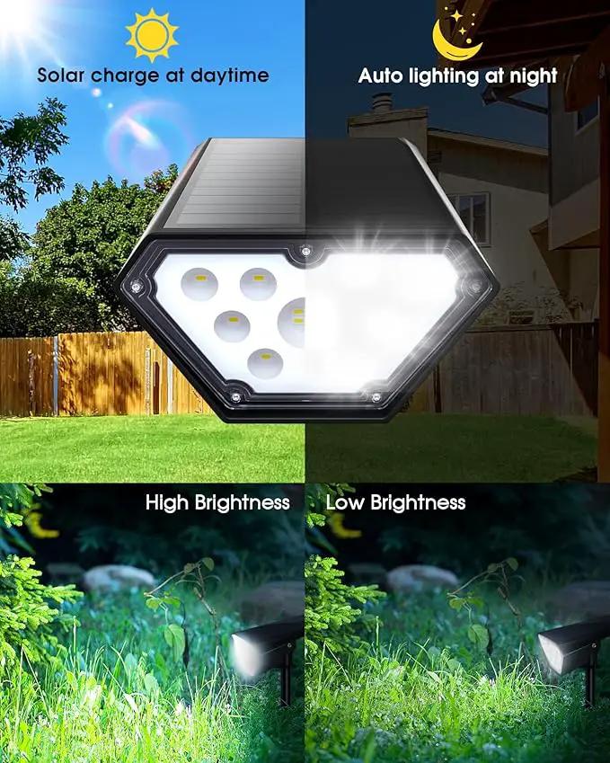 Biling Solar Spot Lights Outdoor, 2-in-1 Solar Landscape Lights 12 LED Bulbs Solar Powered Lights IP67 Waterproof Adjustable Wall Light for Patio Pathway Yard Garden Driveway Pool - White(6 Pack) by GreenHaven Gardens