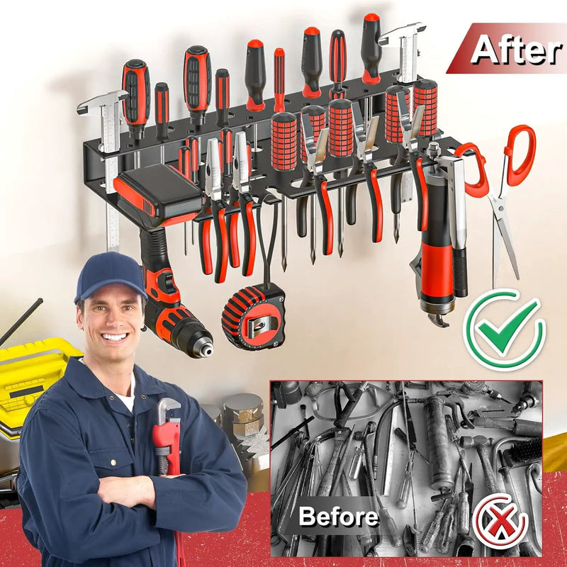 Metal Screwdriver Organizer, Wall Mount Plier Organizer Hammer Holder, Hand Tool Storage Rack for Garage Workshop Workbench(Black, 1PC) by GreenHaven Gardens