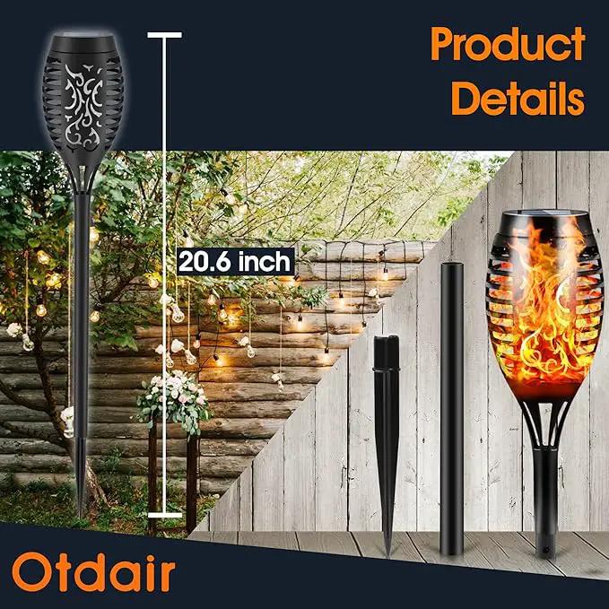 Otdair Solar Torch Lights with Flickering Flame, 12LED Tiki Torch Solar Lights Outdoor, IP65 Waterproof Mini Solar Torch Light Auto On/Off for Garden, Patio, Yard, Pathway, 8 Packs by GreenHaven Gardens