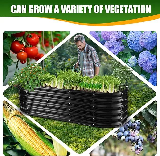 17" Tall Elevated Oval Metal Raised Garden Bed - 5ft x 2ft in Size and 0.8MM Thick Durable Planter Bed/Box for Vegetables Flowers Succulent at Patio/Garden Outdoor (Black, 5X2X1.4 FT) by GreenHaven Gardens
