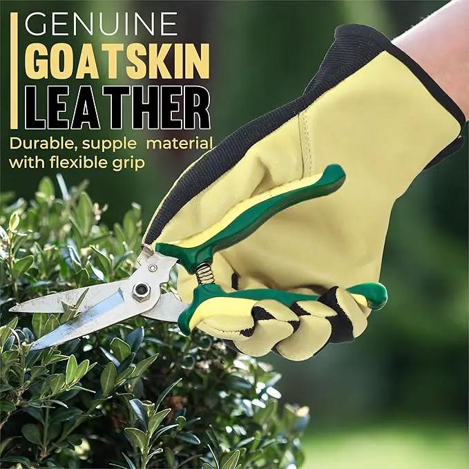 HANDLANDY Leather Work Gloves for Men & Women, Reinforced Durable Garden Gloves, Cowhide Working Glove for Gardening by GreenHaven Gardens