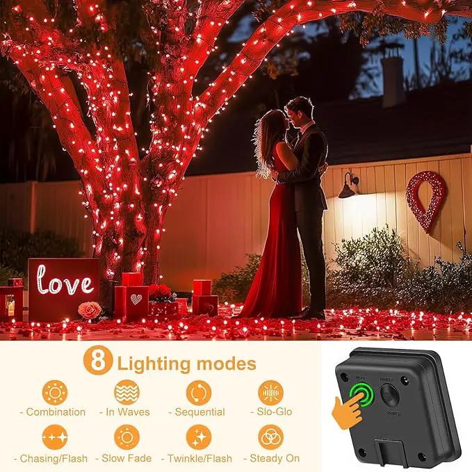 2 Pack Solar String Lights for Outside, Each 79Ft 240 LED Solar Lights Outdoor, 8 Modes Waterproof Solar Powered Fairy Twinkle Light for Backyard Patio Tree Party Garden Decoration, Red by GreenHaven Gardens