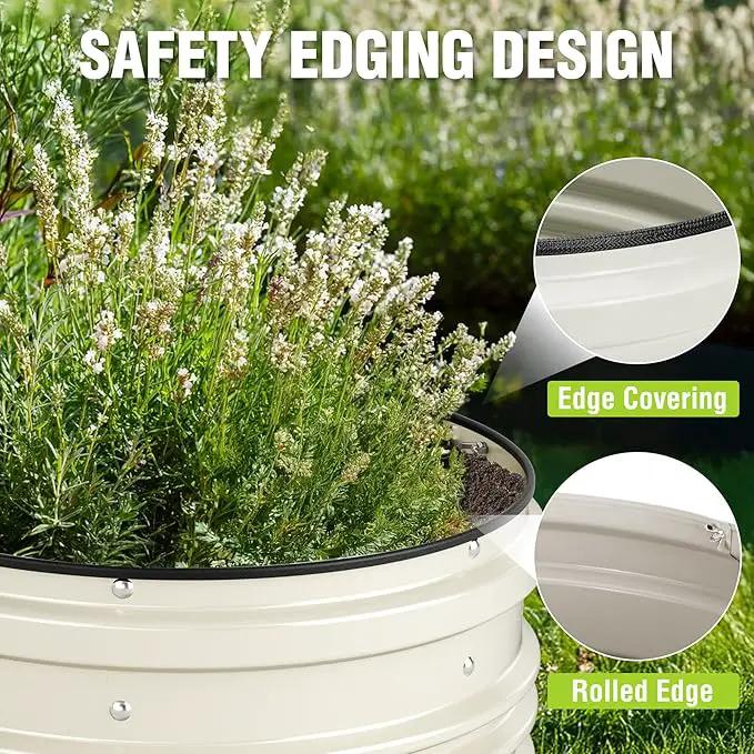 WORKPRO 3Pcs 2x2x1ft Galvanized Raised Garden Bed Set, Rust & Corrosion Protection, Easy Assembly, Safe Edge, Ideal for Vegetables & Flowers, White by GreenHaven Gardens