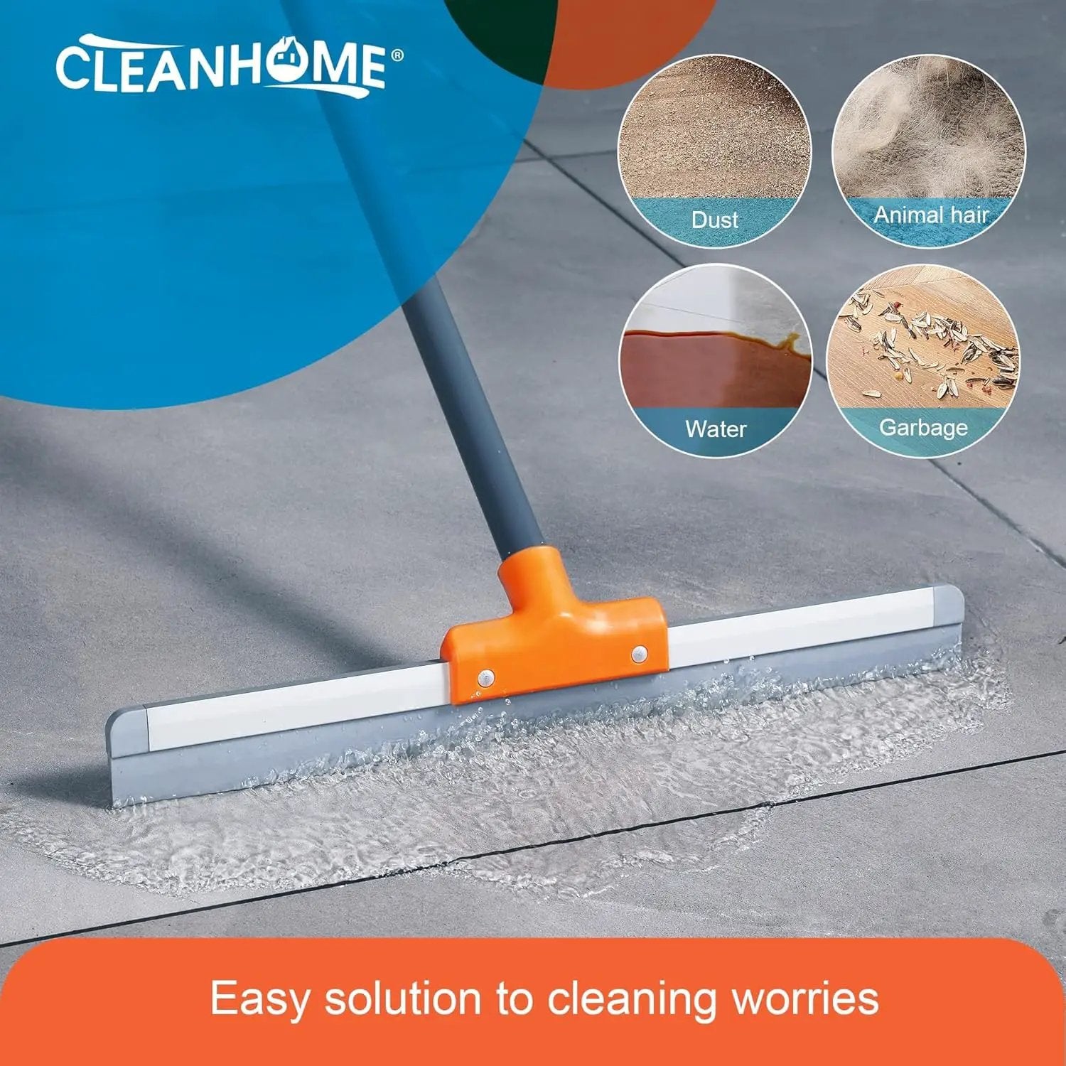 Rubber Floor Squeegee for Concrete Floor, Tile Floor, Metal Aluminium Heavy Duty Garage Shower Floor Squeegee Broom for Removing Water, Commercial Scrubber Mop with Extendable Long Handle by GreenHaven Gardens