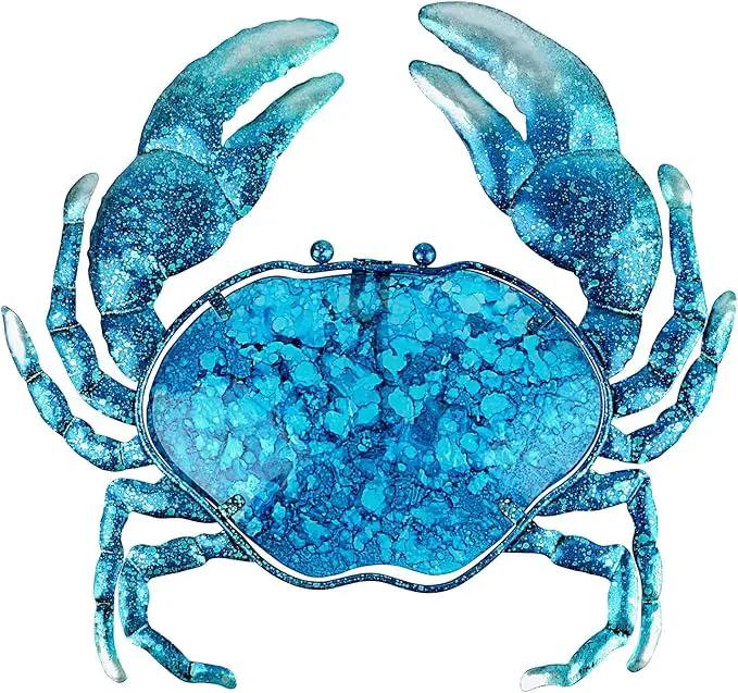 John's Studio Crab Wall Decor Outdoor Metal Bathroom Hanging Art Glass Blue Ocean Theme Decorations for Home, Pool and Patio by GreenHaven Gardens
