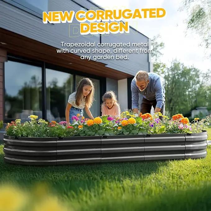 KING BIRD Raised Garden Bed Kit 2025 Upgraded Quick-Setup Galvanized Planter Garden Box Outdoor for Gardening, Vegetables, Flowers, 94x36x12 in, Dark Grey by GreenHaven Gardens