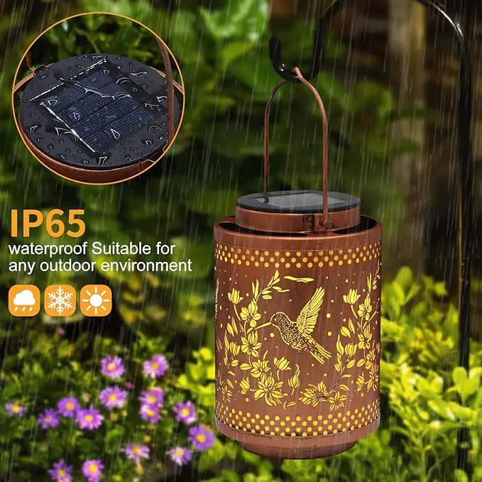Hummingbird Solar Lanterns Garden Decor Birthday Mothers Day Gifts for Mom Women Metal Hanging Solar Lights Waterproof Outdoor Decoration for Outside LED Lanterns for Yard Lawn Patio Deals by GreenHaven Gardens