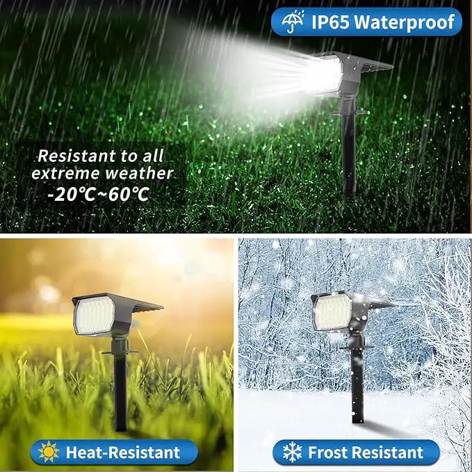 Solar Spot Lights Outdoor Waterproof IP65, 2 Pack Landscape Spotlights with 46 LEDs, 3 Modes Auto On/Off Solar Powered Flood Lights for Outside Pathway, Yard, Garden, Walkway (Cool White) by GreenHaven Gardens