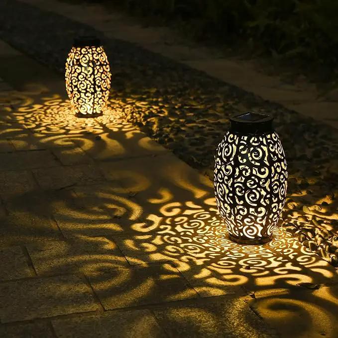 2 Pack Solar Lanterns, Hanging Solar Lantern Outdoor Lantern Solar Powered Lantern with Handle Metal Waterproof Decorative Solar Garden Lights for Patio Yard Pathway Walkway by GreenHaven Gardens