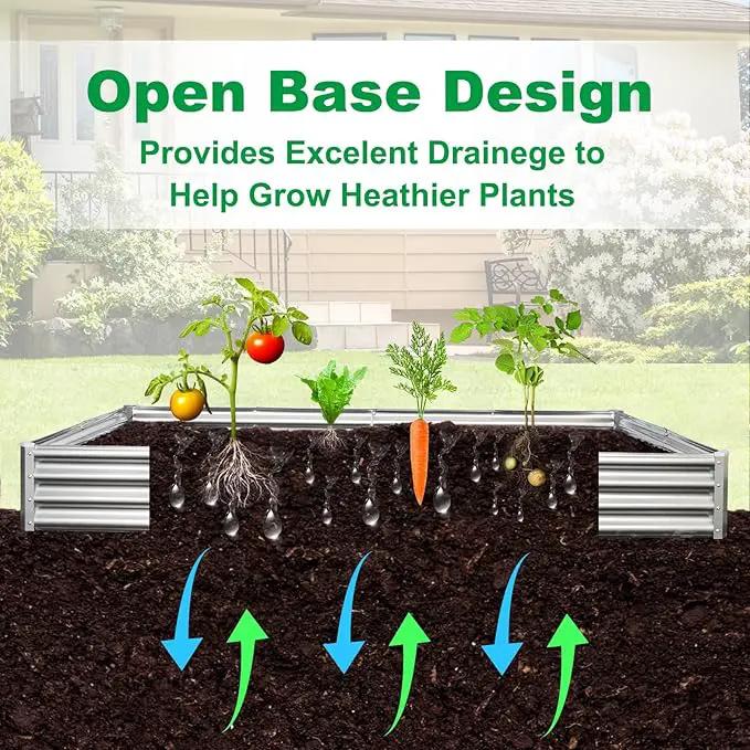 JERIA 12×4×1ft Raised Garden Bed with Support Rods,Galvanized Raised Garden Bed Kit Outdoor Metal Gardening Planter Box for Vegetable, Fruits, Flower by GreenHaven Gardens