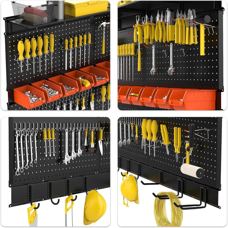 Ultrawall Black Pegboard Wall Organizer, 48X 36 inch for Garage Storage with Hooks, Storage Bins, Tool Panel Organizer, 72pcs by GreenHaven Gardens