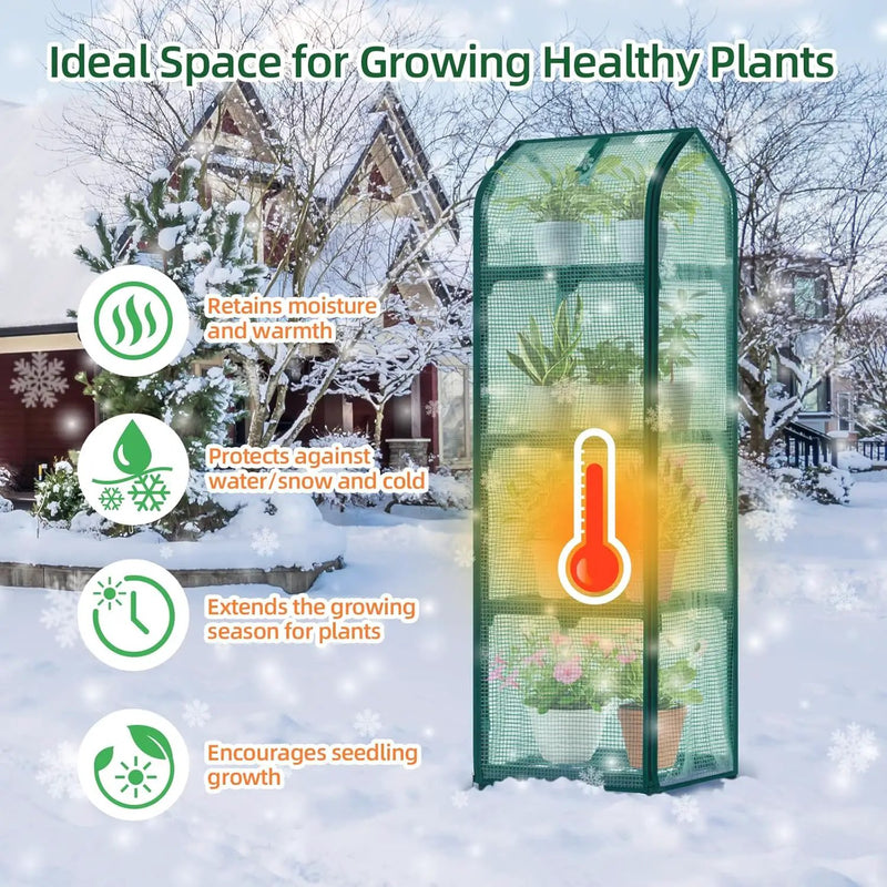 Ohuhu Mini Greenhouse for Indoor Outdoor, Small Plastic Plant Green House with Locking Wheels Portable Greenhouses with Durable Cover for Seedling, Ideal Gardening Gifts for Women Men Green by GreenHaven Gardens