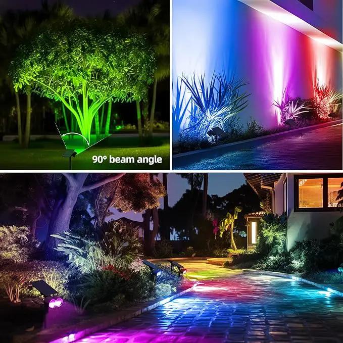 Barrina Solar Spot Lights Outdoor, 360° Horizontal Adjustable, 24 LEDs RGB Color Changing Solar Spotlight, IP65 Waterproof, Auto On/Off Solar Powered Landscape Lights for Outside Garden Yard, 2 Pack by GreenHaven Gardens