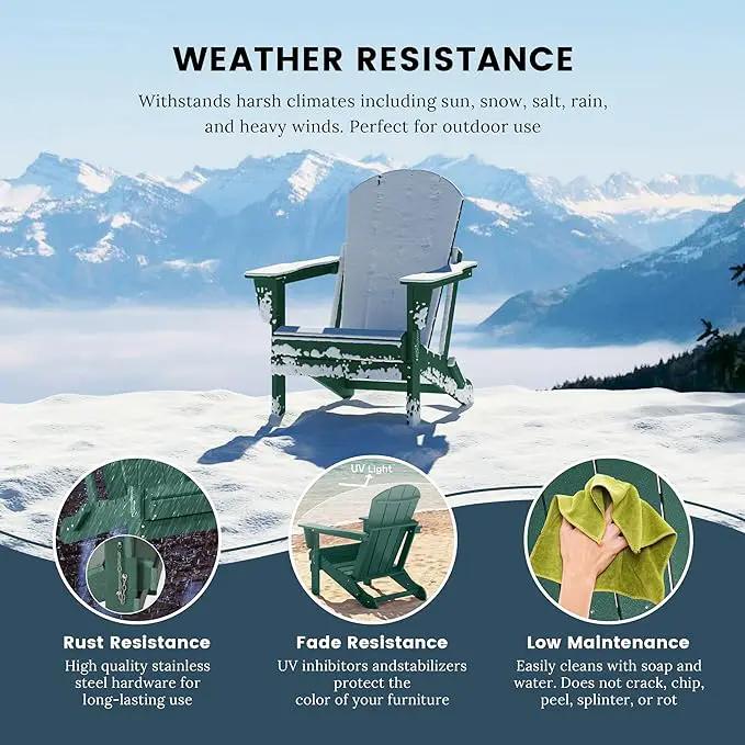 Westin Outdoors Laguna WO Home Furniture Adirondack Chair 4 PC Set Classic Outdoor Patio Folding Chair for Bon Fire Pit Lawn Backyard Beach Plastic Weather-Resistant (Dark Green) by GreenHaven Gardens