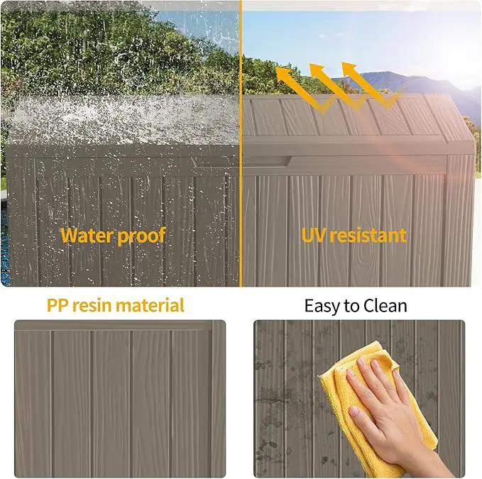 180 Gallon Outdoor Storage Box Waterproof Lockable Resin Deck Box Large, Patio Storage Bin for Pool Accessories Cushion Furniture, Garden Tools, UV-Resistant Outside Delivery Grey by GreenHaven Gardens