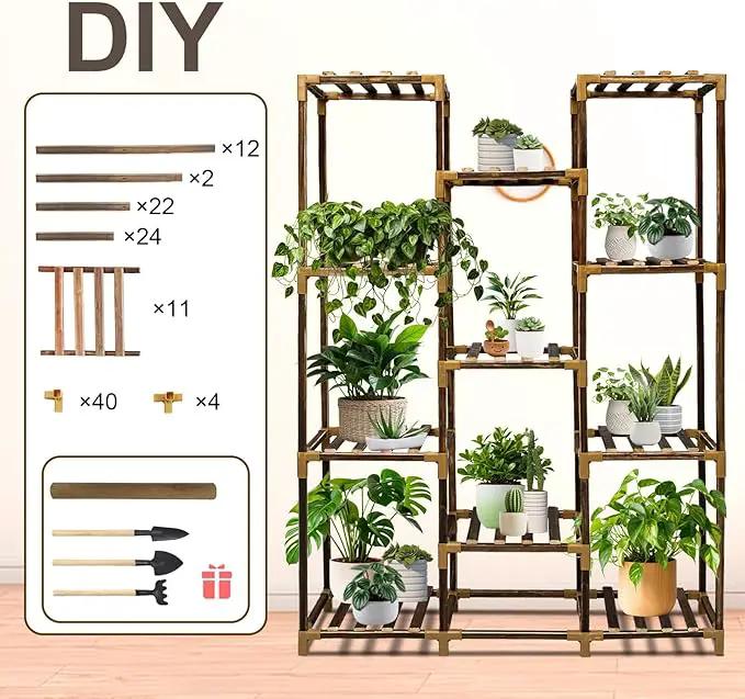 Plant Stand Indoor Outdoor, 11 Tier Large Wood Plant Stand, Garden Shelves, Flower Stand for Living Room Patio Corner by GreenHaven Gardens
