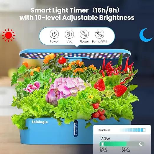 Sainlogic Hydroponics Growing System Kit, 12 Pods Watering Planter, Smart Indoor Garden with APP & WiFi Connected, 5 X Growth with 24W LED, Quiet Pump, for Vegetables, Herbs and Flowers by GreenHaven Gardens