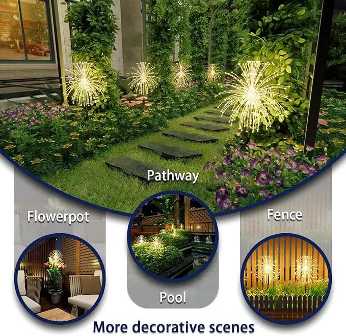 Honche Solar Garden Lights, 2 Pack Decorative Solar Outdoor Lights Weatherproof IP65 8 Lighting Modes Firework Lights for Garden Patio Counrtyards Pathway Parties (WarmWhite-8LightingMode-Oval) by GreenHaven Gardens