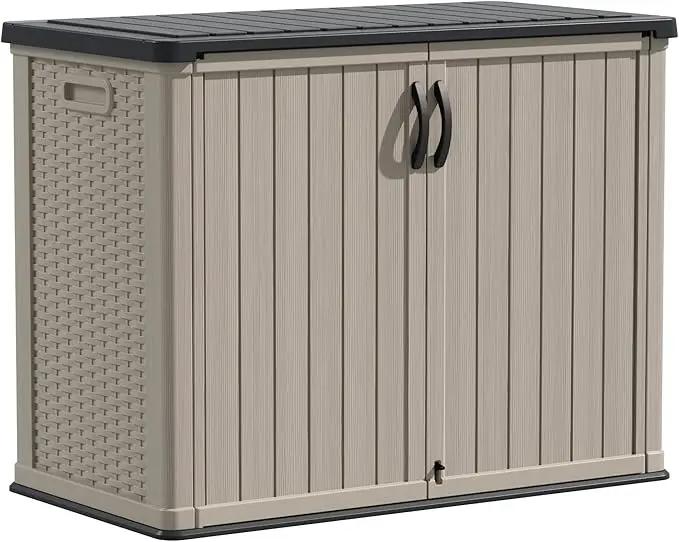 Devoko Outdoor Storage Cabinet 26 Cu Ft with Lockable Doors, Horizontal Storage Shed Waterproof Patio Tools Storage Box for Sofa Cushions, Gardening Tools and Accessories (Beige) by GreenHaven Gardens