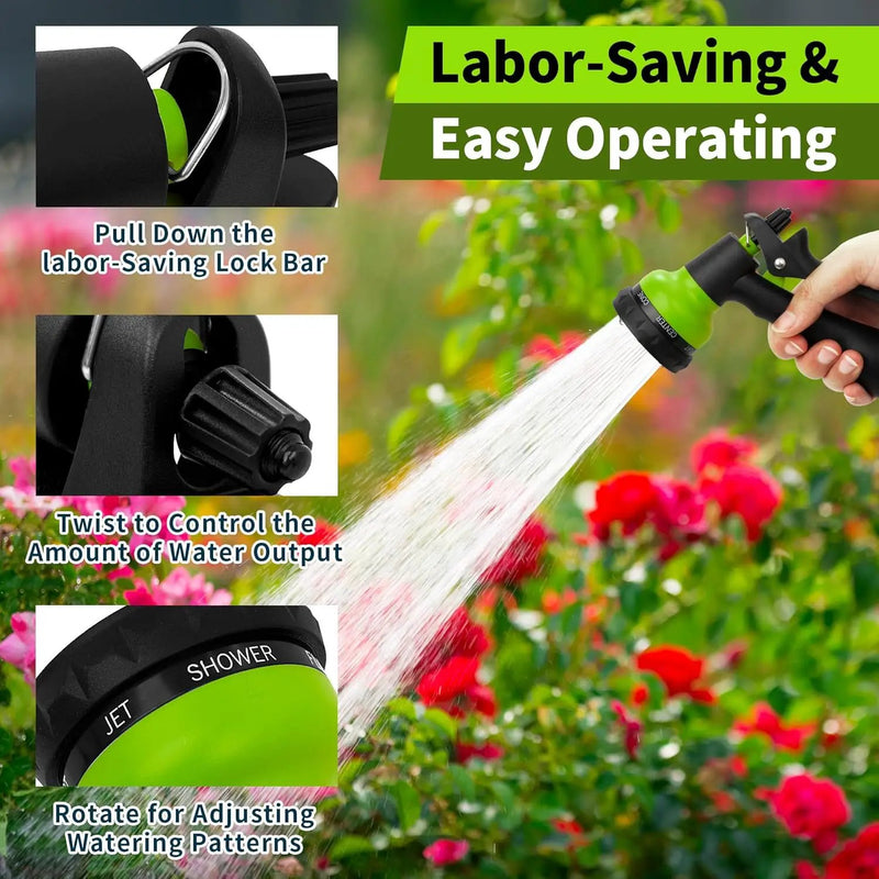 NEXCOVER Garden Hose Nozzle Sprayer - 7 Adjustable Watering Patterns Nozzle for Water Hose, Non-Slip Garden Spray Nozzle for Car Washing, Watering Plants, Pets Showering, Lawns Cleaning, Green by GreenHaven Gardens