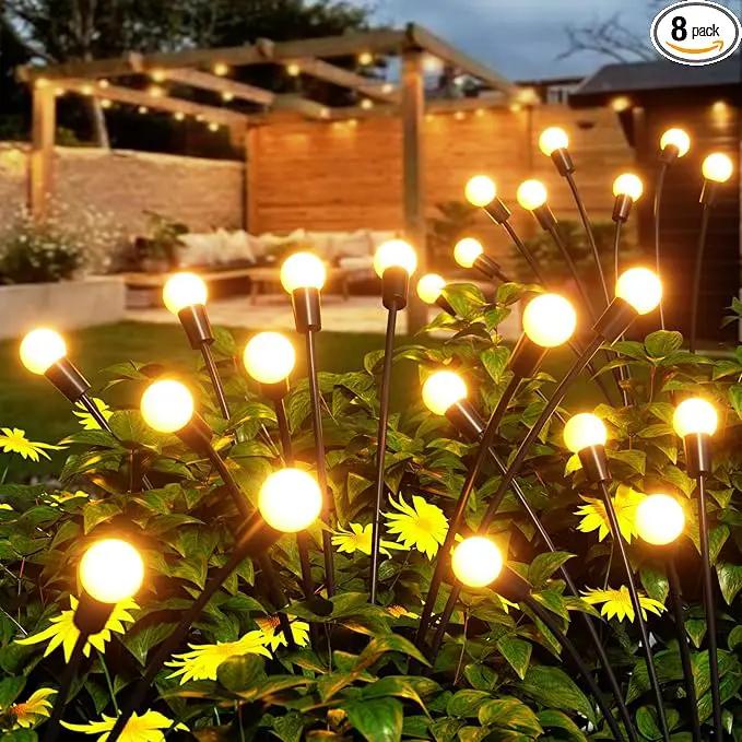 8 Pack Solar Garden Lights, KELME 64 LED Upgraded Firefly Garden Lights Solar Outdoor, Bright High Flexible Swaying Outdoor Solar Lights for Outside Yard Garden Christmas Decorations Gifts, Warm White by GreenHaven Gardens