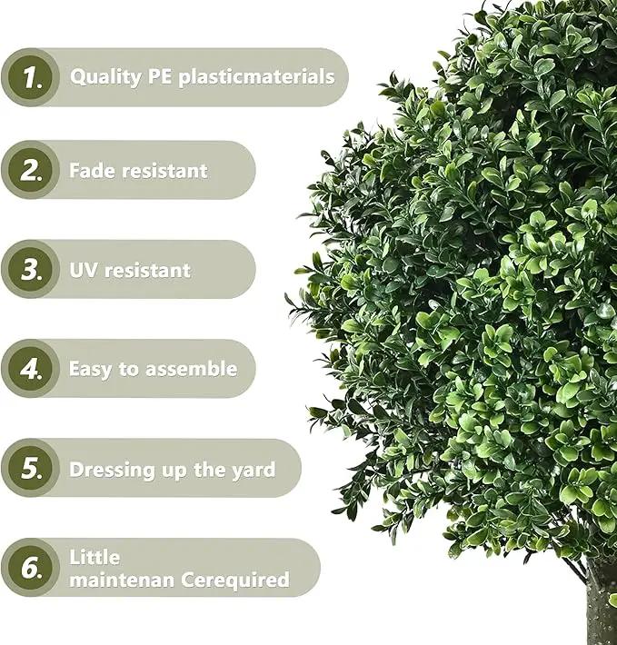 28" Artificial Boxwood Topiary Ball Trees with Ground Spike for Outdoor,Set of 2 UV Resistant Artificial Shrub Bushes,Artificial Plants,Fake Boxwood Plants for Indoor, Garden, Yard,Patio Décor by GreenHaven Gardens