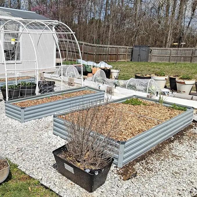 12x4x1ft(2 Pack) Galvanized Raised Garden Bed,Outdoor Planter Box Metal Patio Kit Planting Bed for Vegetables Flowers Herb,Grey by GreenHaven Gardens