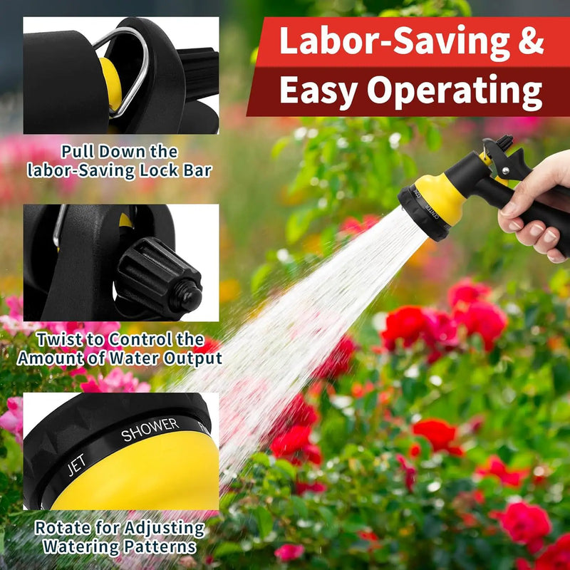 NEXCOVER Garden Hose Nozzle Sprayer - 7 Adjustable Watering Patterns Nozzle for Water Hose, Non-Slip Garden Spray Nozzle for Car Washing, Watering Plants, Pets Showering, Lawns Cleaning, Yellow by GreenHaven Gardens