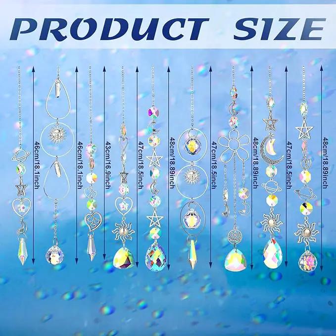 Maitys 9 Pcs 6 Pcs Crystal Suncatcher Sun Catchers Indoor Window Hanging Sun Catchers with Light Catcher with Prisms and Agate Slices for Indoor Outdoor Home Garden Wedding Decor (Elegant) by GreenHaven Gardens