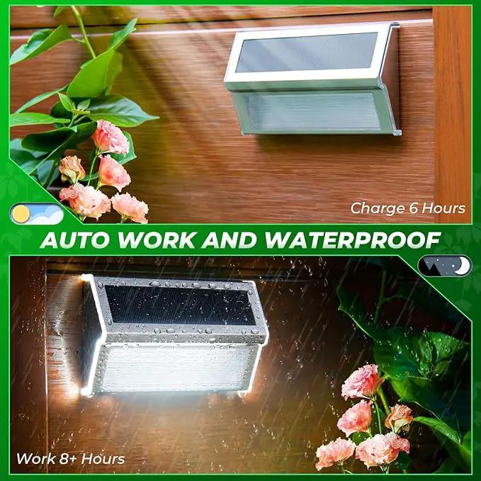 JSOT Solar Step Stair Lights Outdoor Yard Decor 8 Pack, 9LED Deck Lighting for Outside Solar Powered - IP55 Waterproof, Solar Garden Light Decor for Fence, Backyard, Front Porch Step, Wall, Patio by GreenHaven Gardens