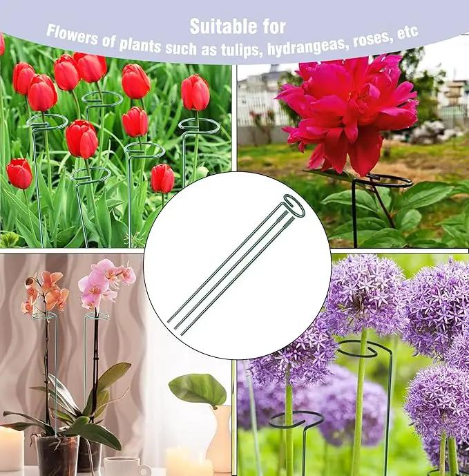 4.5mm Adjustable Length Plant Stake, Assembled (12 or 24 or 36 inch) Outdoor and Indoor Plant Support Poles for Flowers Marigolds Tomatoes Lilies Peonies Roses Daffodils Flower Clips (4 Sets, 16 Pcs) by GreenHaven Gardens