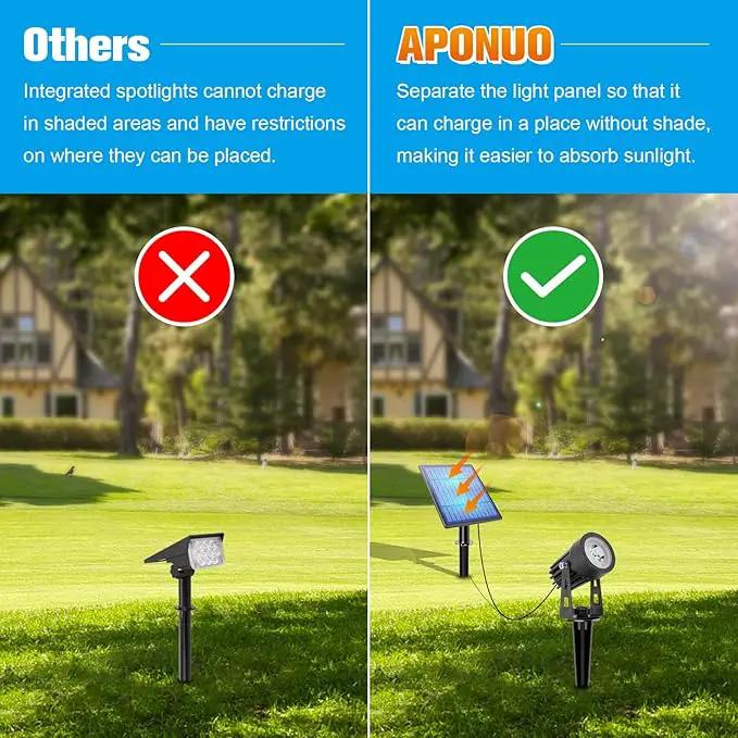 APONUO Solar Spot Lights Outdoor 6-in-1 Landscape Lighting Dusk to Dawn Solar Uplights IP65 Waterproof 9.8ft Cable Outdoor Spot Lights for Yard Pathway Garden Tree Decoration (Warm White) by GreenHaven Gardens